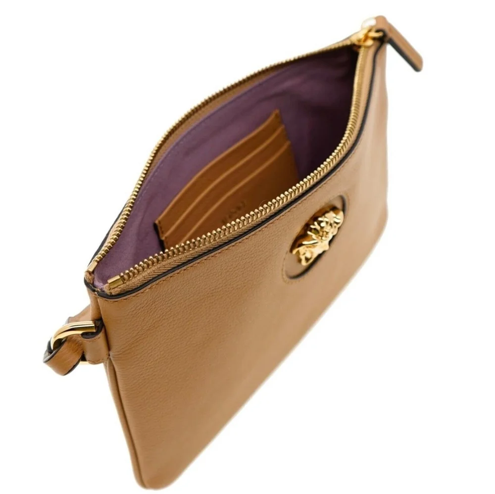 VERSACE Medusa Wristlet Zip Clutch Caramel Leather Pouch with Dust Bag & COA - Picture 5 of 9